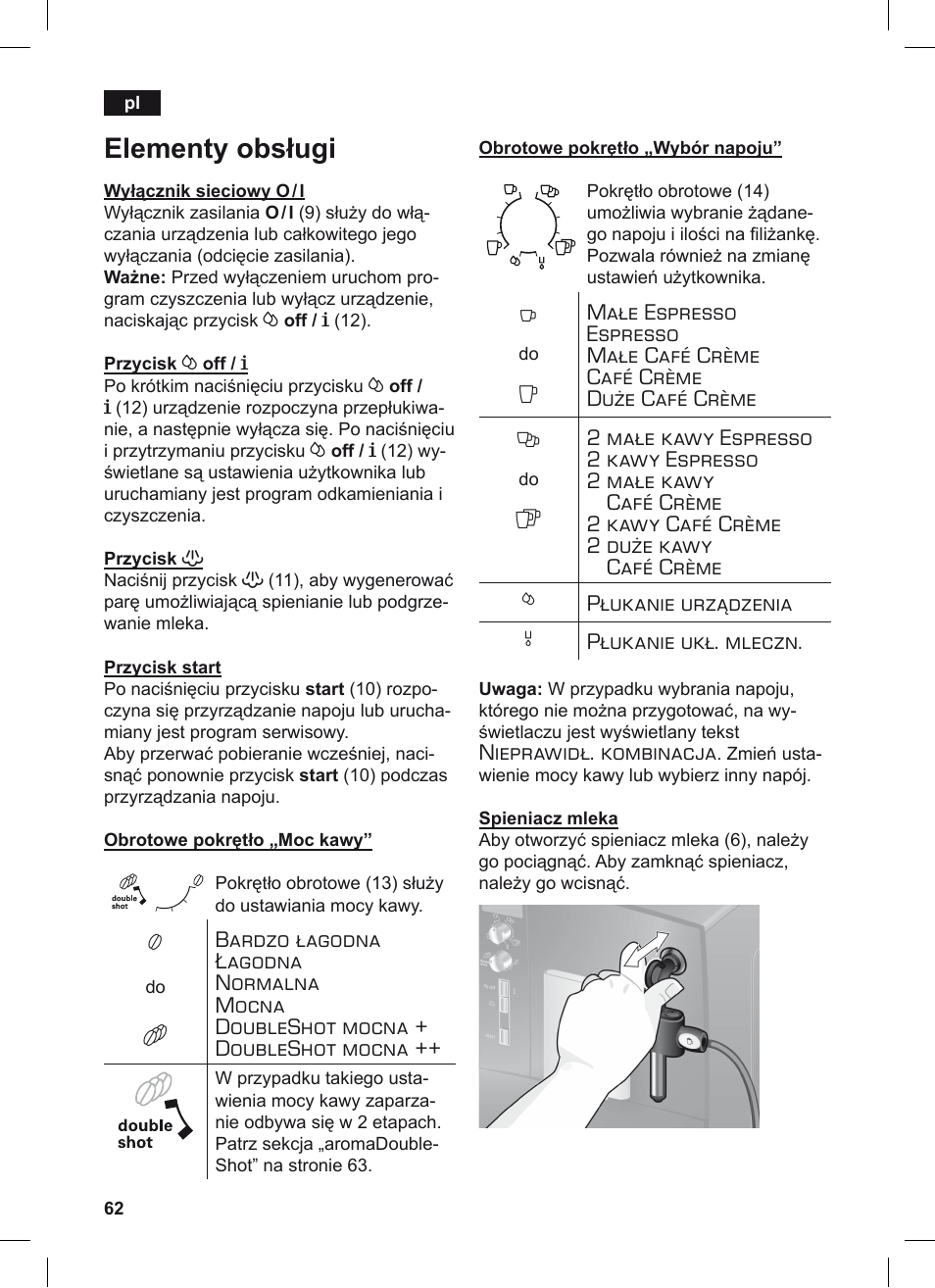 Elementy obsługi | Siemens TE503209RW User Manual | Page 66 / 128