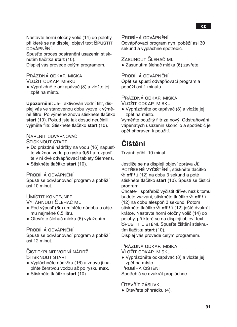 Čištění | Siemens TE503209RW User Manual | Page 95 / 128