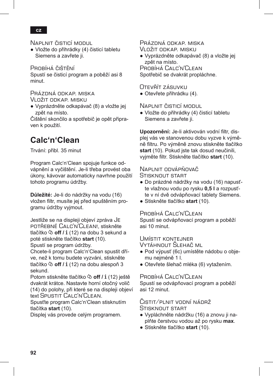 Calc‘n‘clean | Siemens TE503209RW User Manual | Page 96 / 128