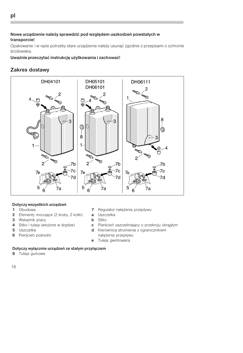 Zakres dostawy | Siemens DH04101 User Manual | Page 18 / 49