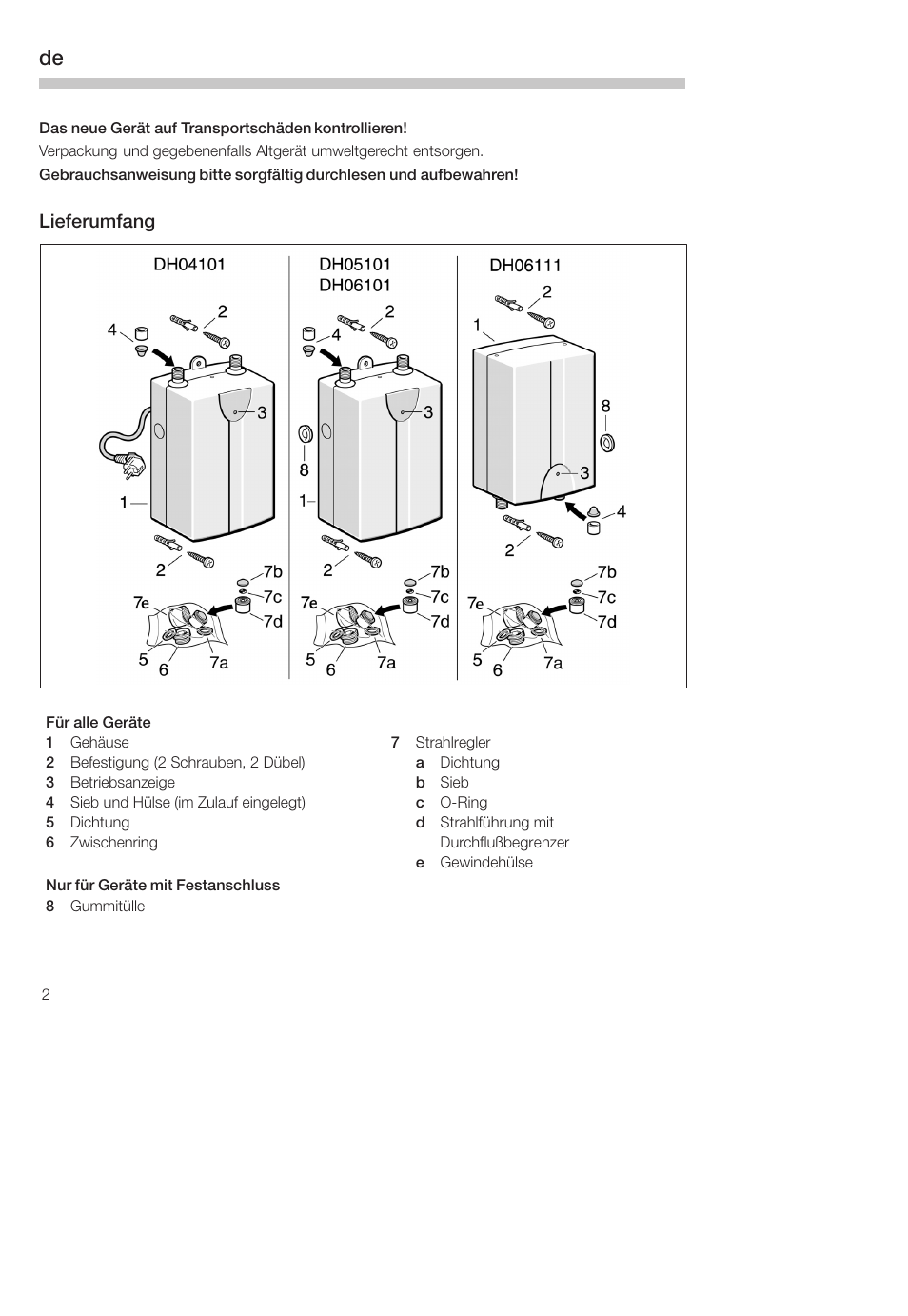 Lieferumfang | Siemens DH04101 User Manual | Page 2 / 49