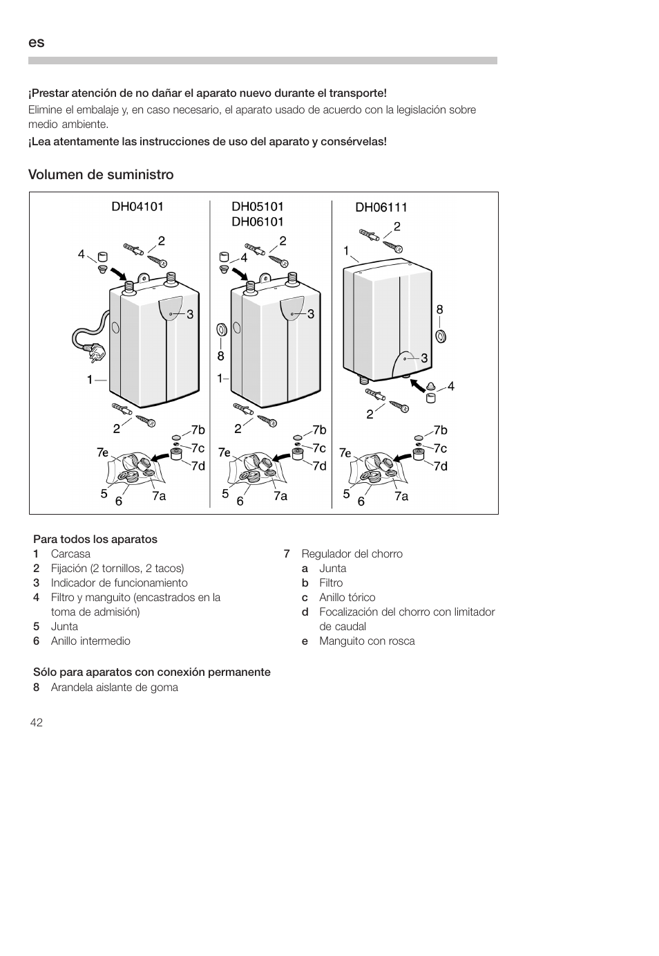 Volumen de suministro | Siemens DH04101 User Manual | Page 42 / 49