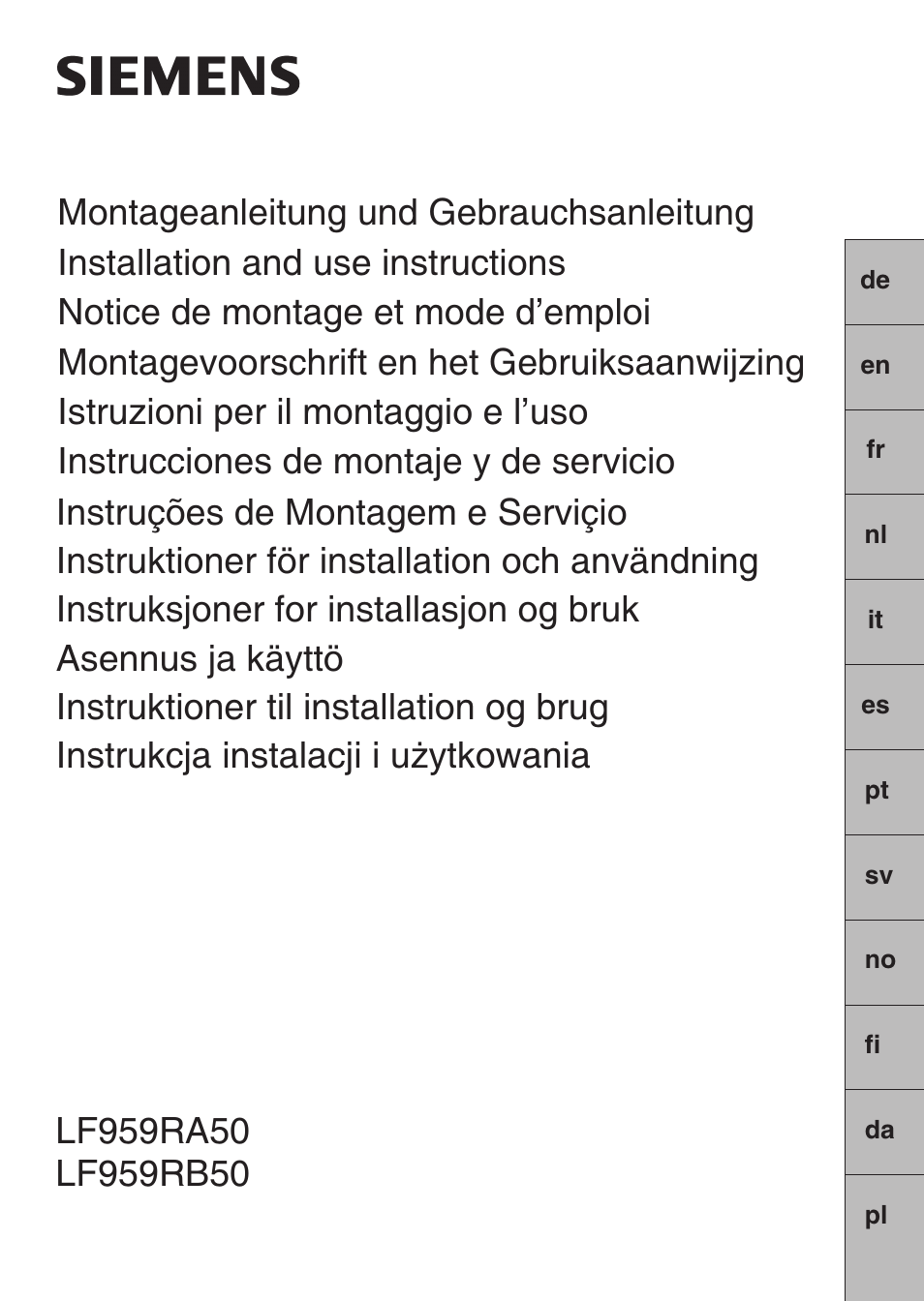 Siemens LF959RA50 User Manual | 124 pages