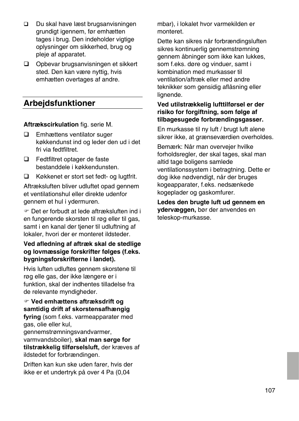 Arbejdsfunktioner | Siemens LF959RA50 User Manual | Page 107 / 124