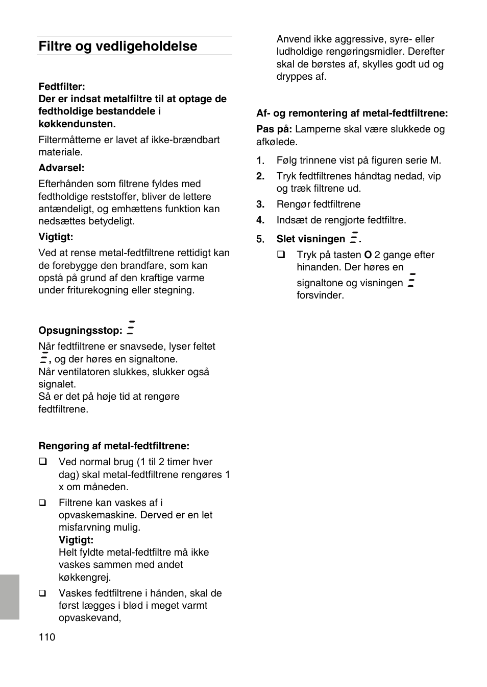 Filtre og vedligeholdelse | Siemens LF959RA50 User Manual | Page 110 / 124