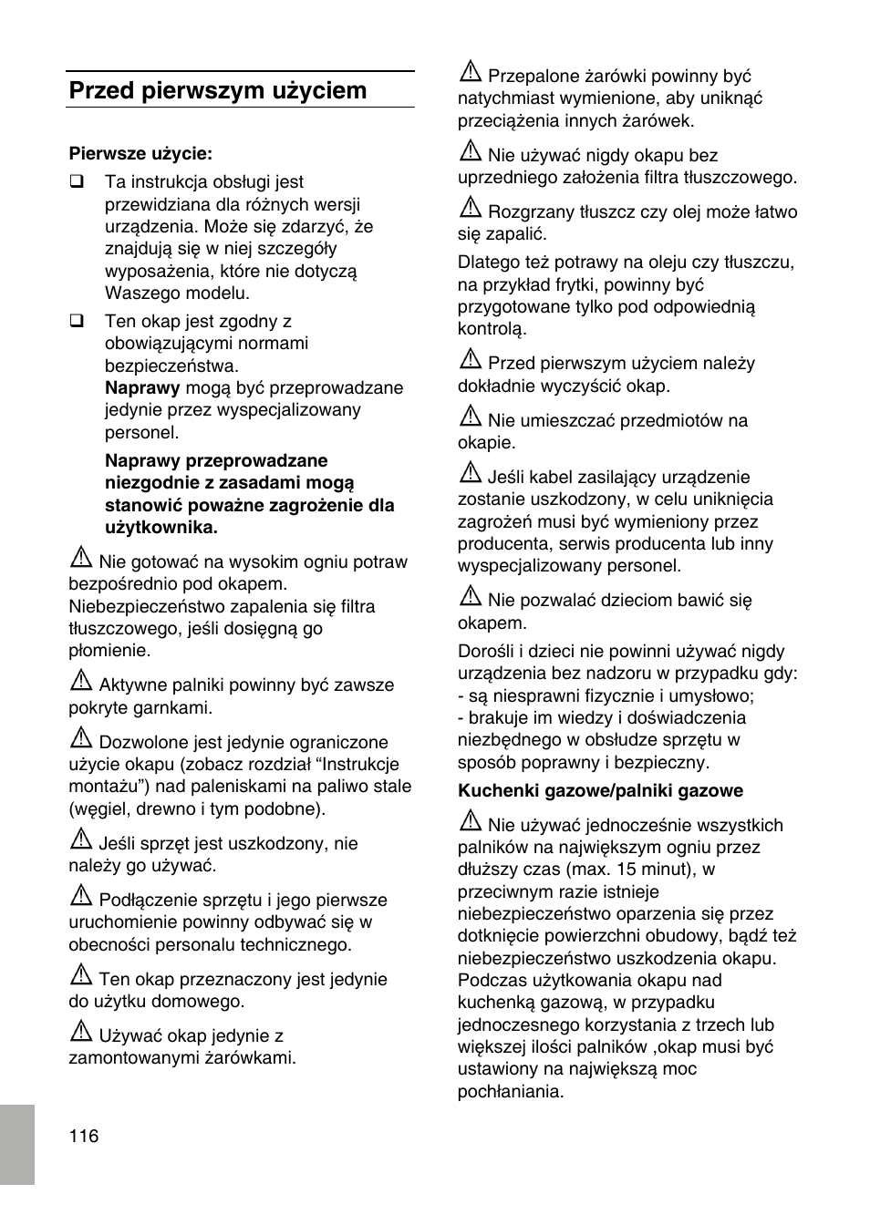 Przed pierwszym użyciem | Siemens LF959RA50 User Manual | Page 116 / 124