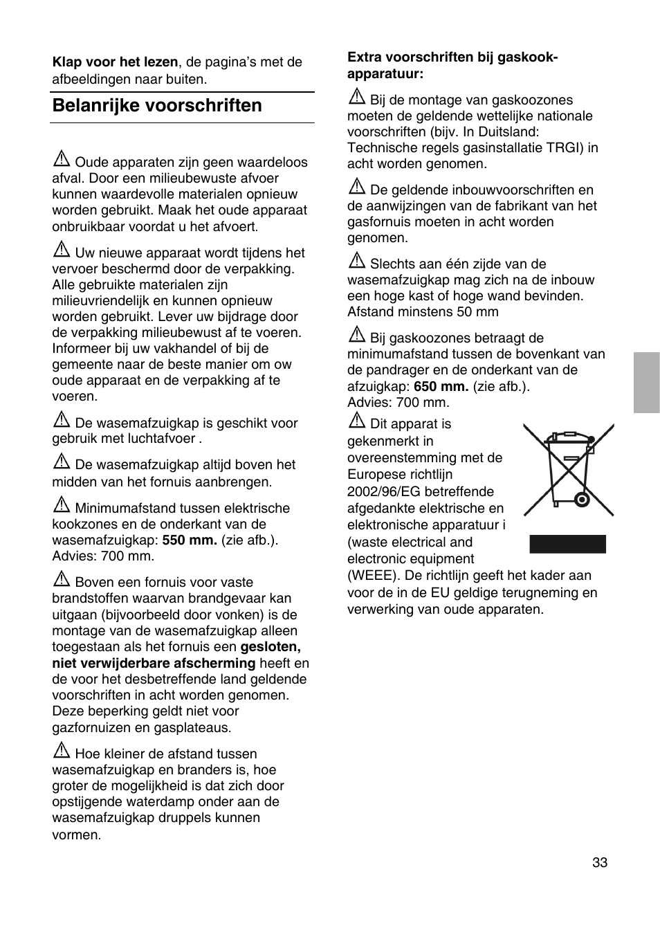 Belanrijke voorschriften | Siemens LF959RA50 User Manual | Page 33 / 124