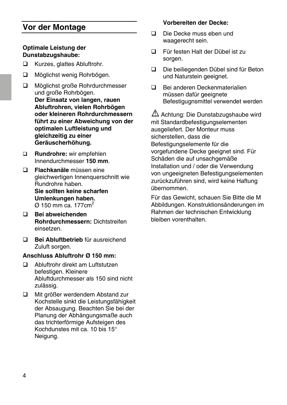 Vor der montage | Siemens LF959RA50 User Manual | Page 4 / 124