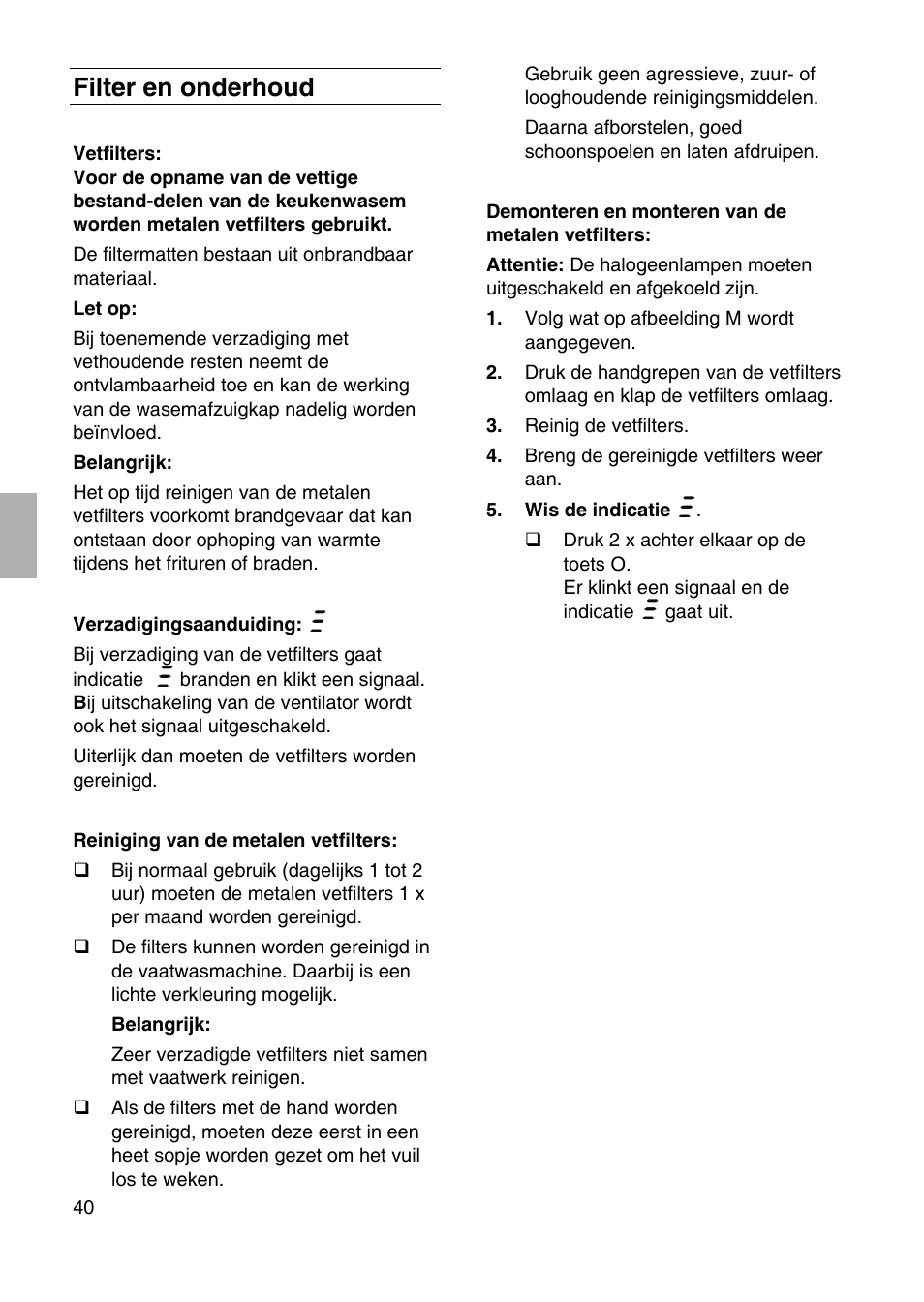 Filter en onderhoud | Siemens LF959RA50 User Manual | Page 40 / 124