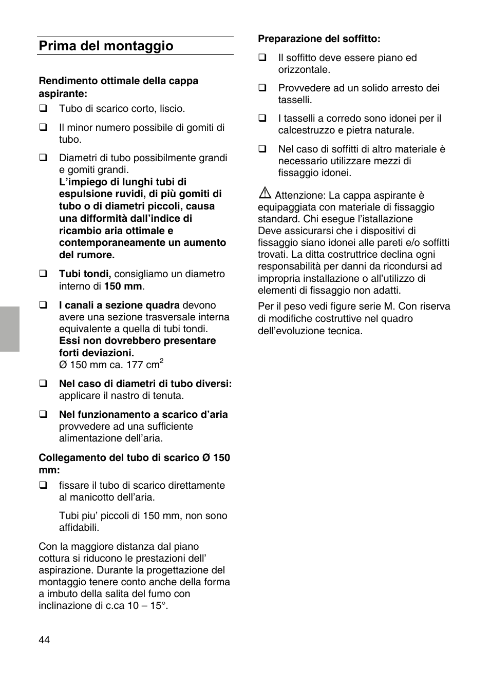 Prima del montaggio | Siemens LF959RA50 User Manual | Page 44 / 124