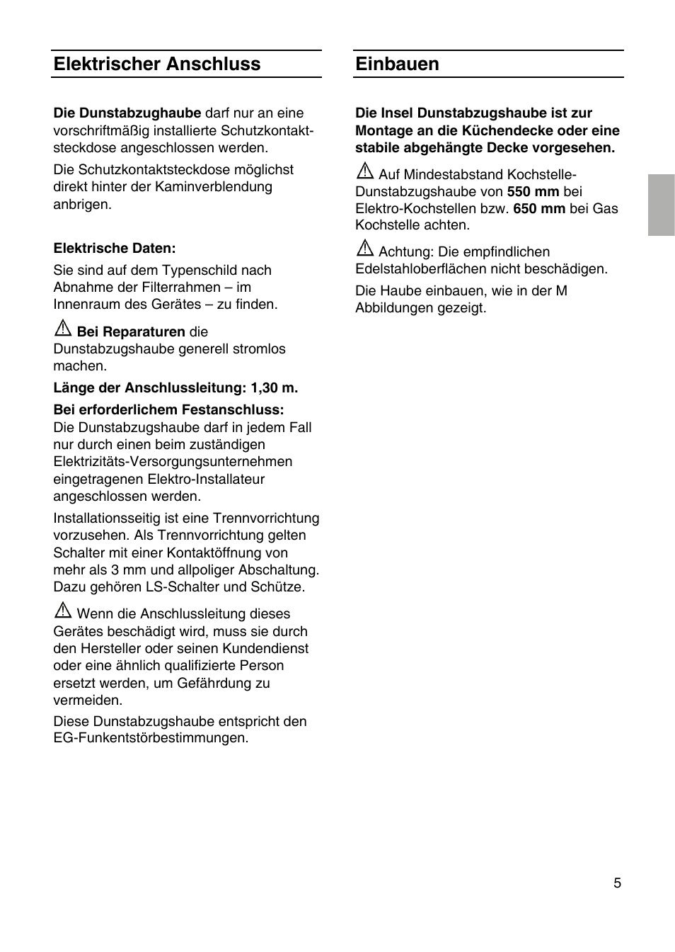 Elektrischer anschluss, Einbauen | Siemens LF959RA50 User Manual | Page 5 / 124