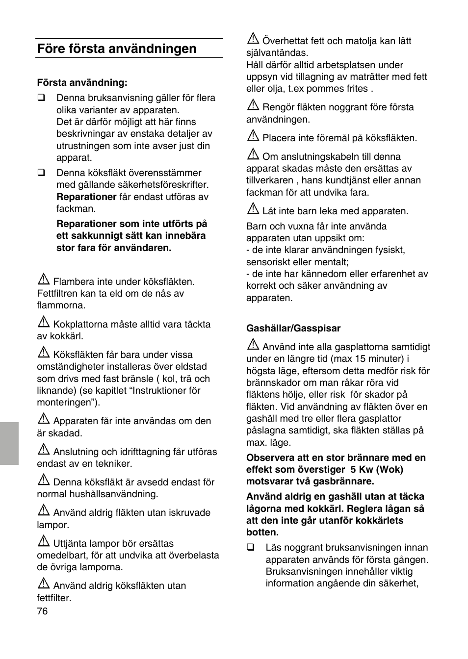 Före första användningen | Siemens LF959RA50 User Manual | Page 76 / 124