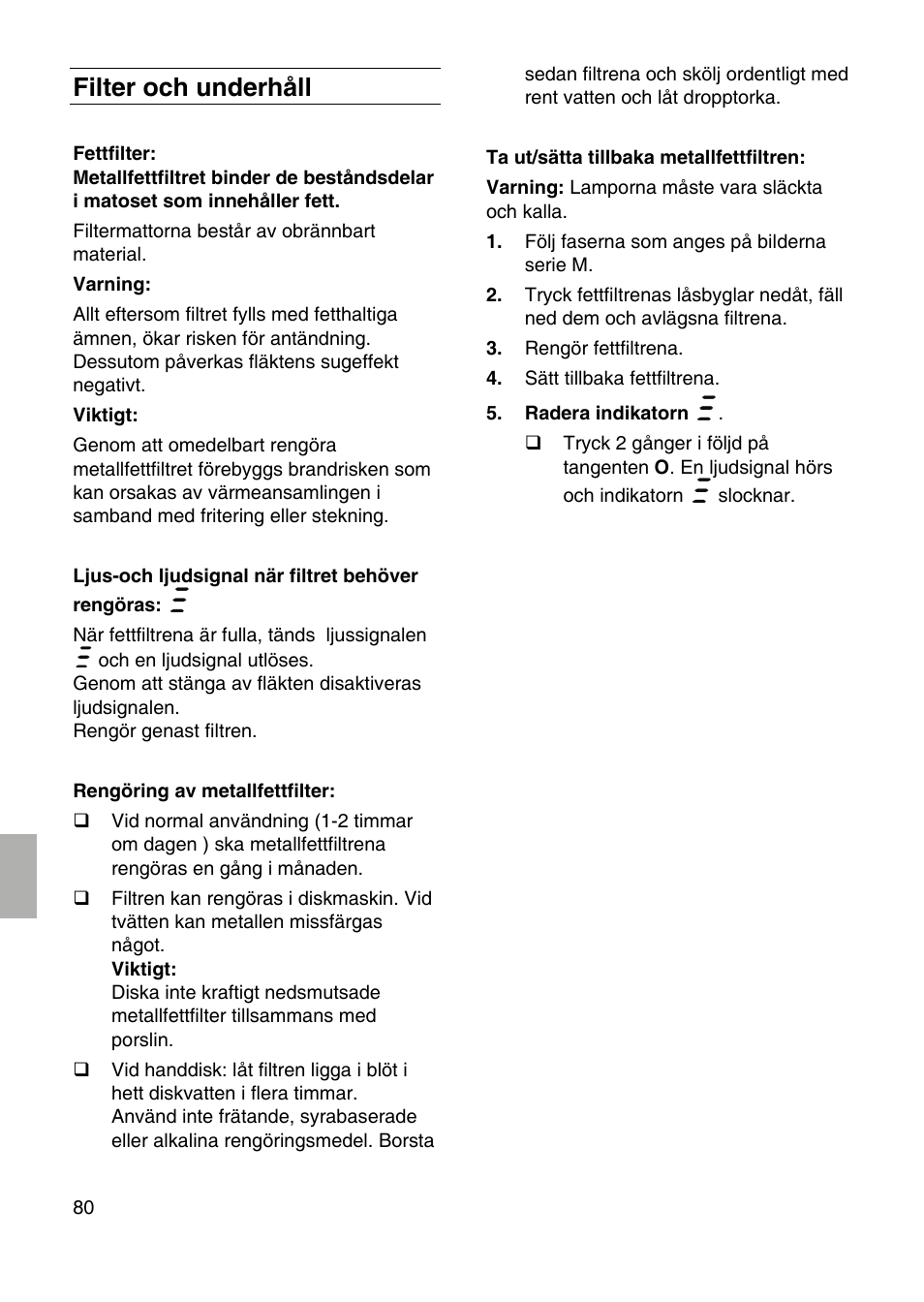 Filter och underhåll | Siemens LF959RA50 User Manual | Page 80 / 124