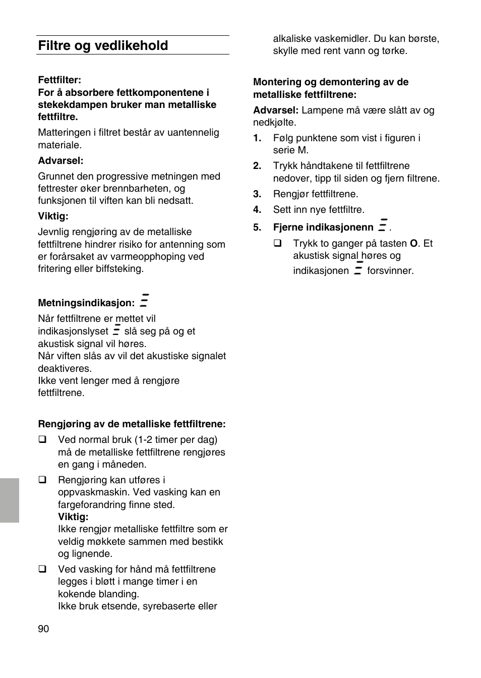 Filtre og vedlikehold | Siemens LF959RA50 User Manual | Page 90 / 124