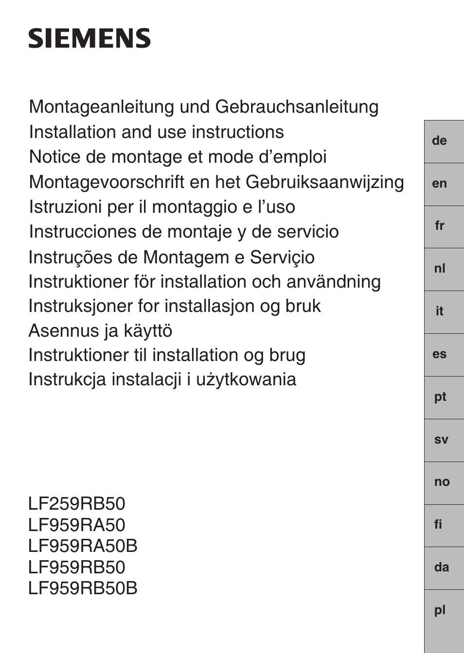 Siemens LF959RA50 User Manual | 100 pages