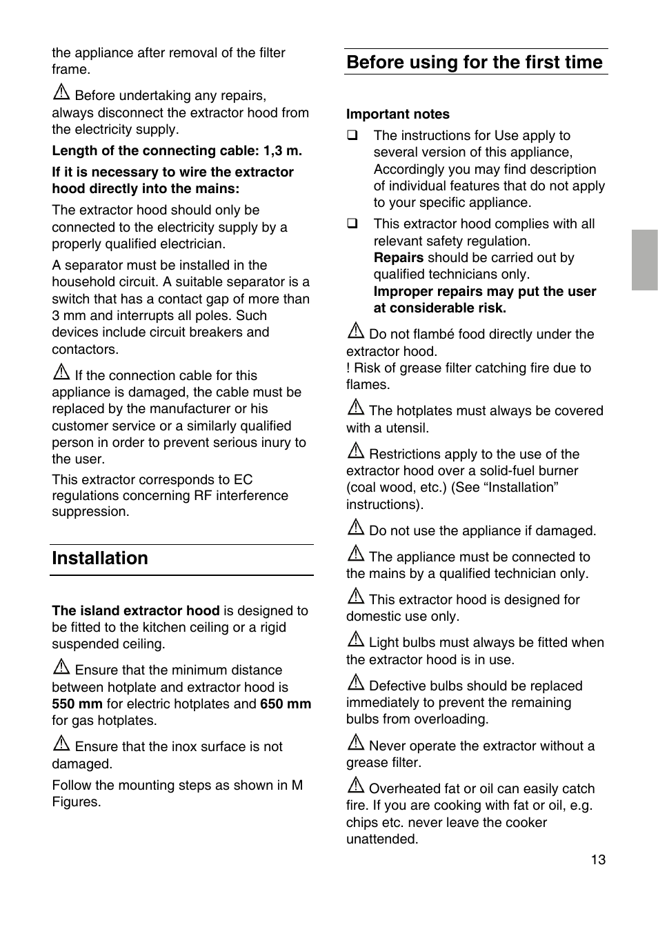 Installation, Before using for the first time | Siemens LF959RA50 User Manual | Page 13 / 100