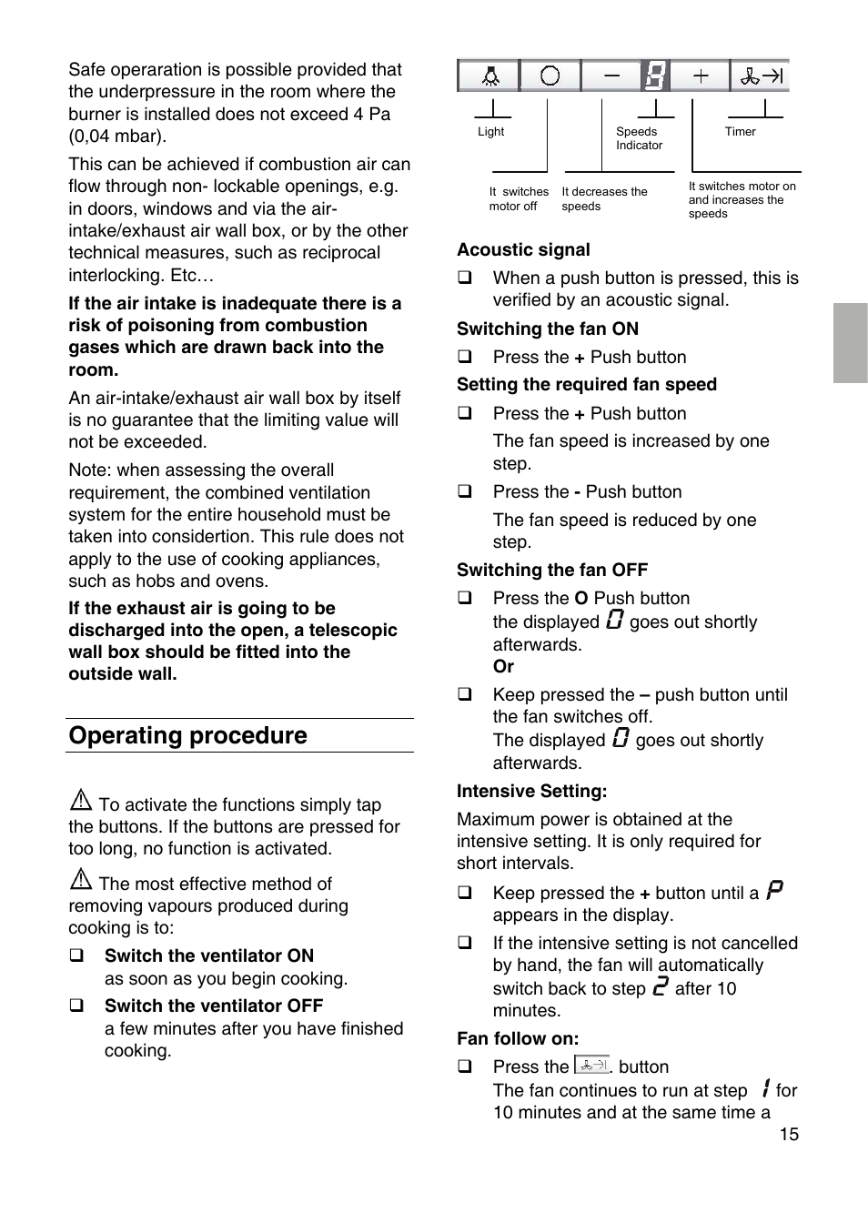 Operating procedure | Siemens LF959RA50 User Manual | Page 15 / 100