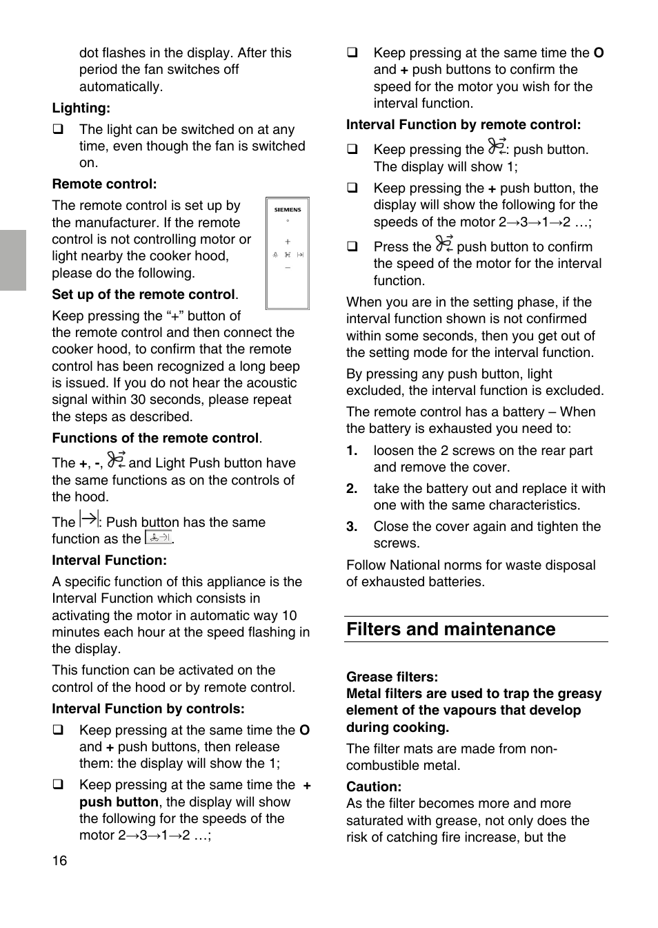 Filters and maintenance | Siemens LF959RA50 User Manual | Page 16 / 100