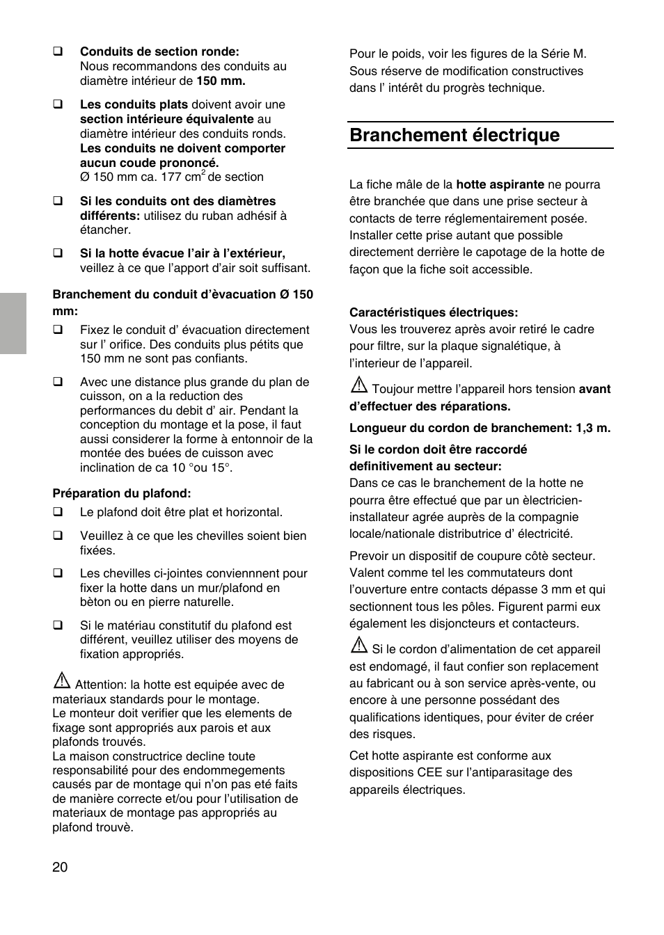 Branchement électrique | Siemens LF959RA50 User Manual | Page 20 / 100