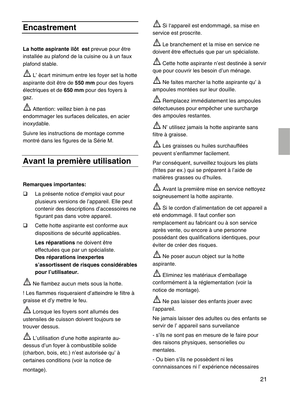 Encastrement, Avant la première utilisation | Siemens LF959RA50 User Manual | Page 21 / 100