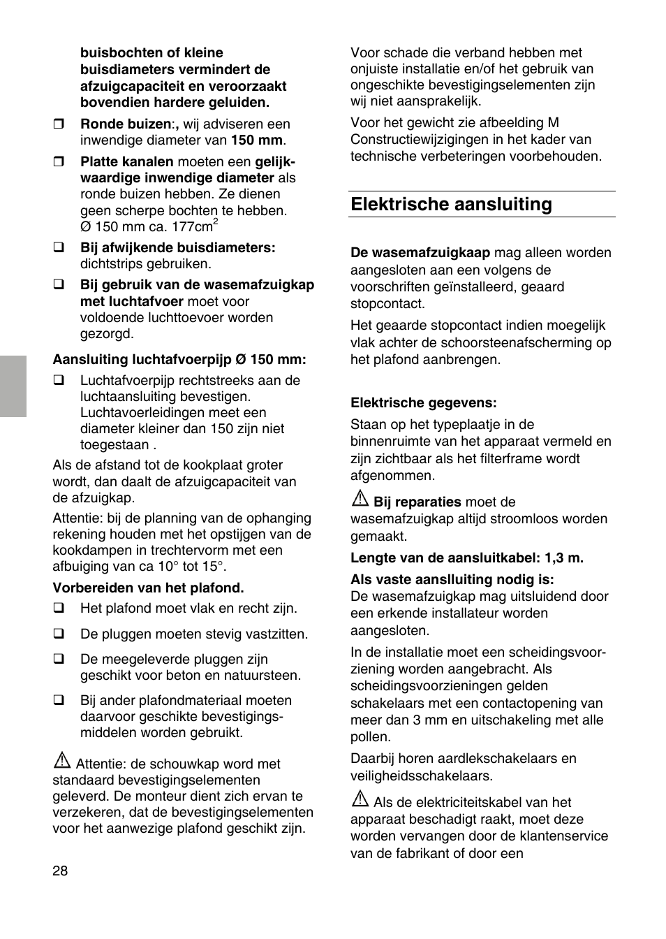 Elektrische aansluiting | Siemens LF959RA50 User Manual | Page 28 / 100