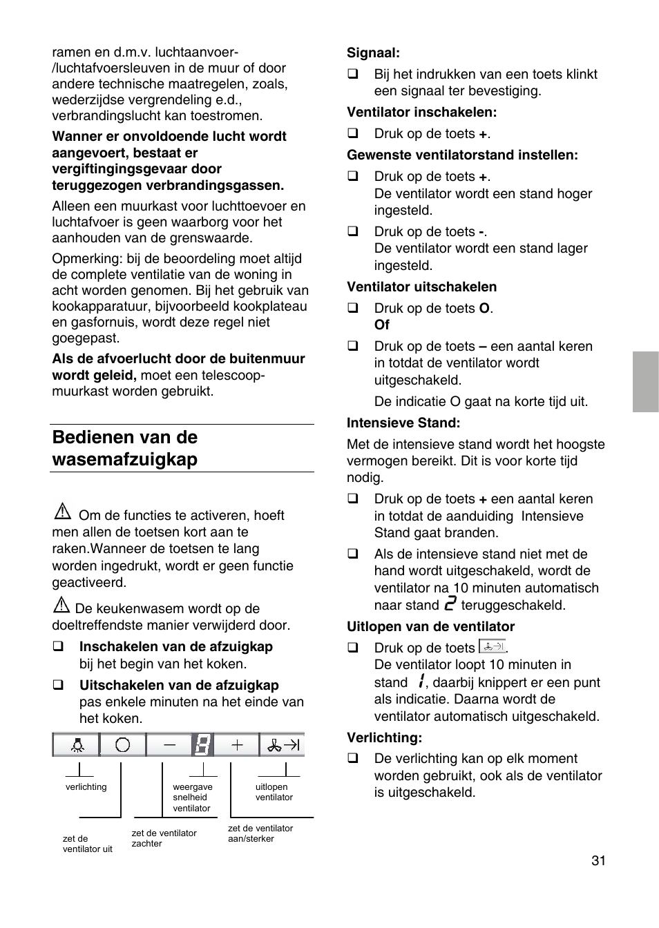 Bedienen van de wasemafzuigkap | Siemens LF959RA50 User Manual | Page 31 / 100