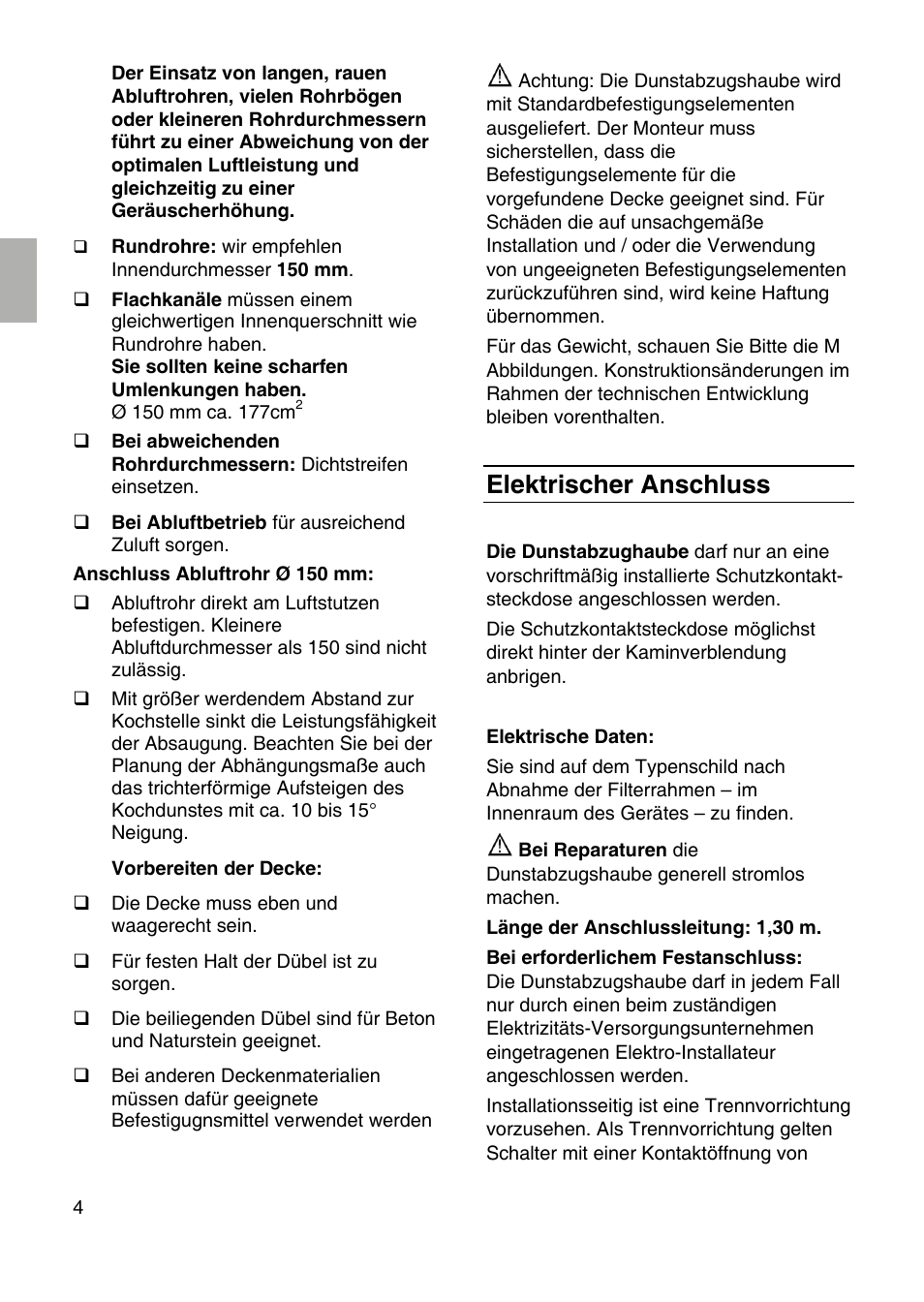 Elektrischer anschluss | Siemens LF959RA50 User Manual | Page 4 / 100