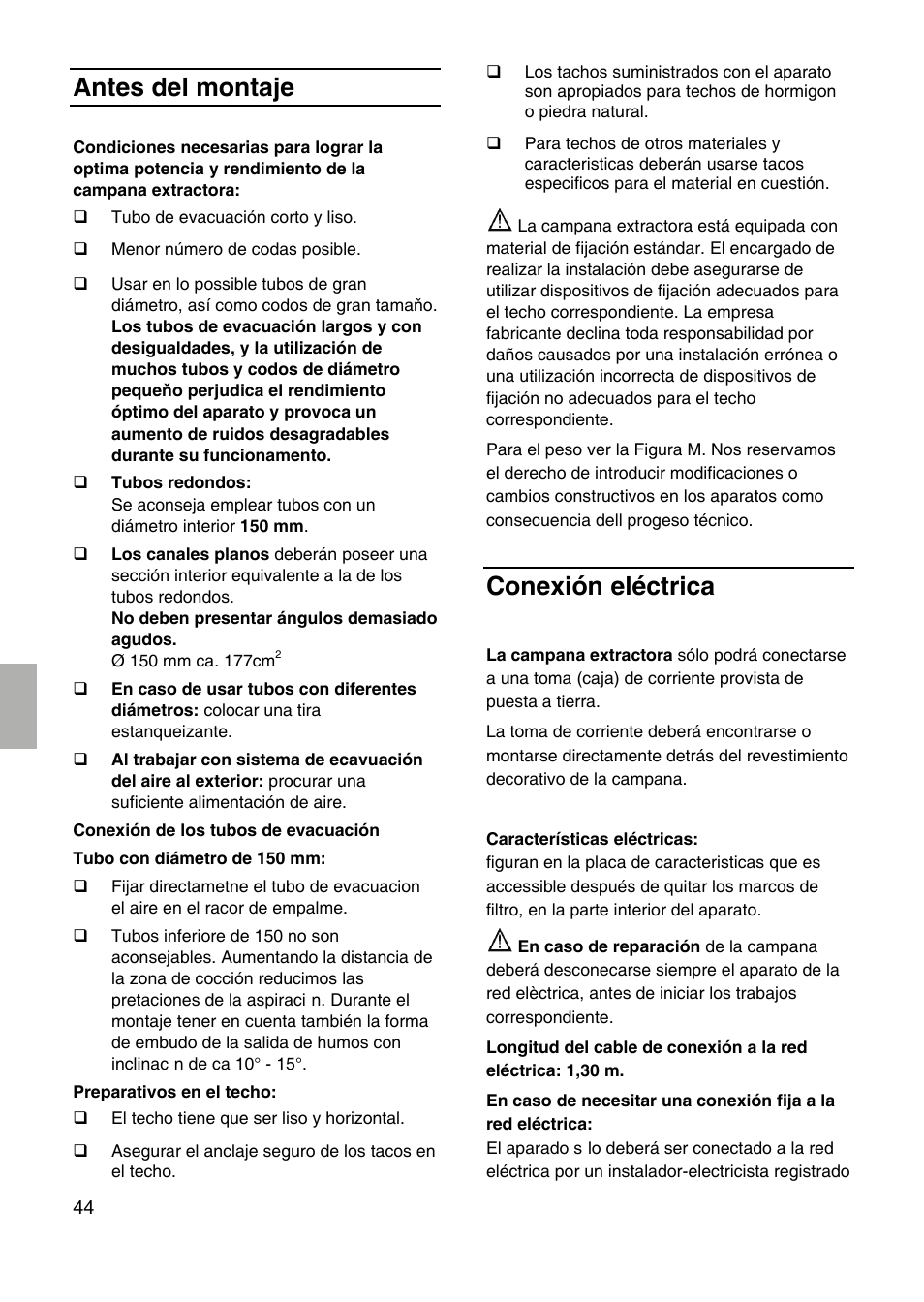 Antes del montaje, Conexión eléctrica | Siemens LF959RA50 User Manual | Page 44 / 100