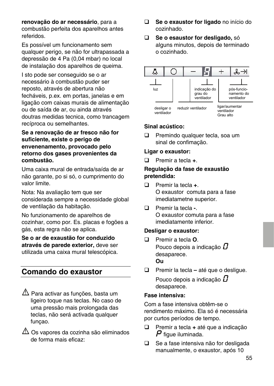 Comando do exaustor | Siemens LF959RA50 User Manual | Page 55 / 100