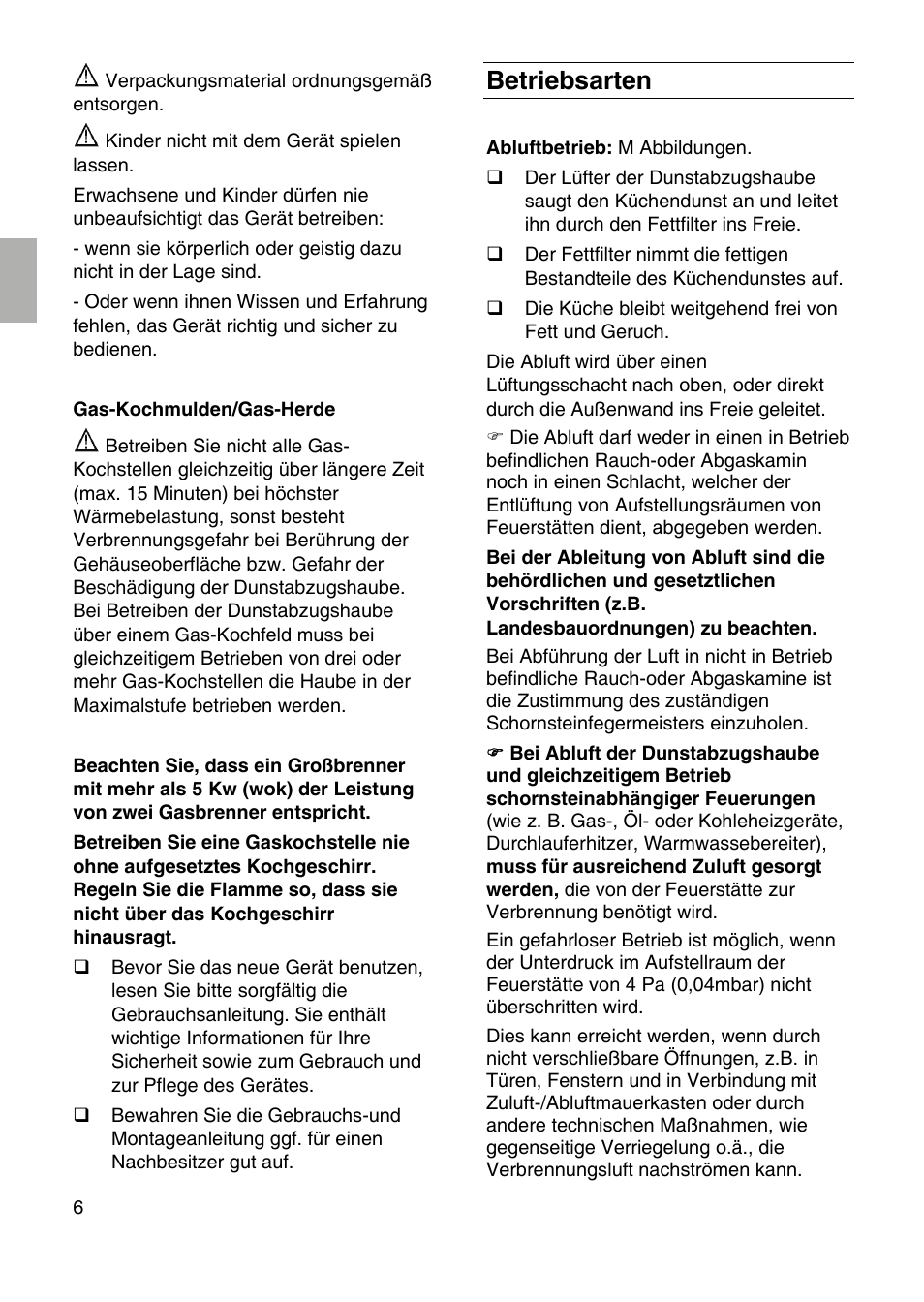 Betriebsarten | Siemens LF959RA50 User Manual | Page 6 / 100