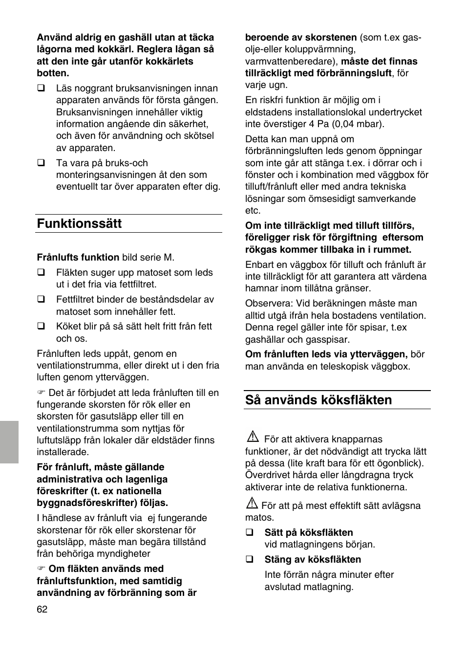 Funktionssätt, Så används köksfläkten | Siemens LF959RA50 User Manual | Page 62 / 100