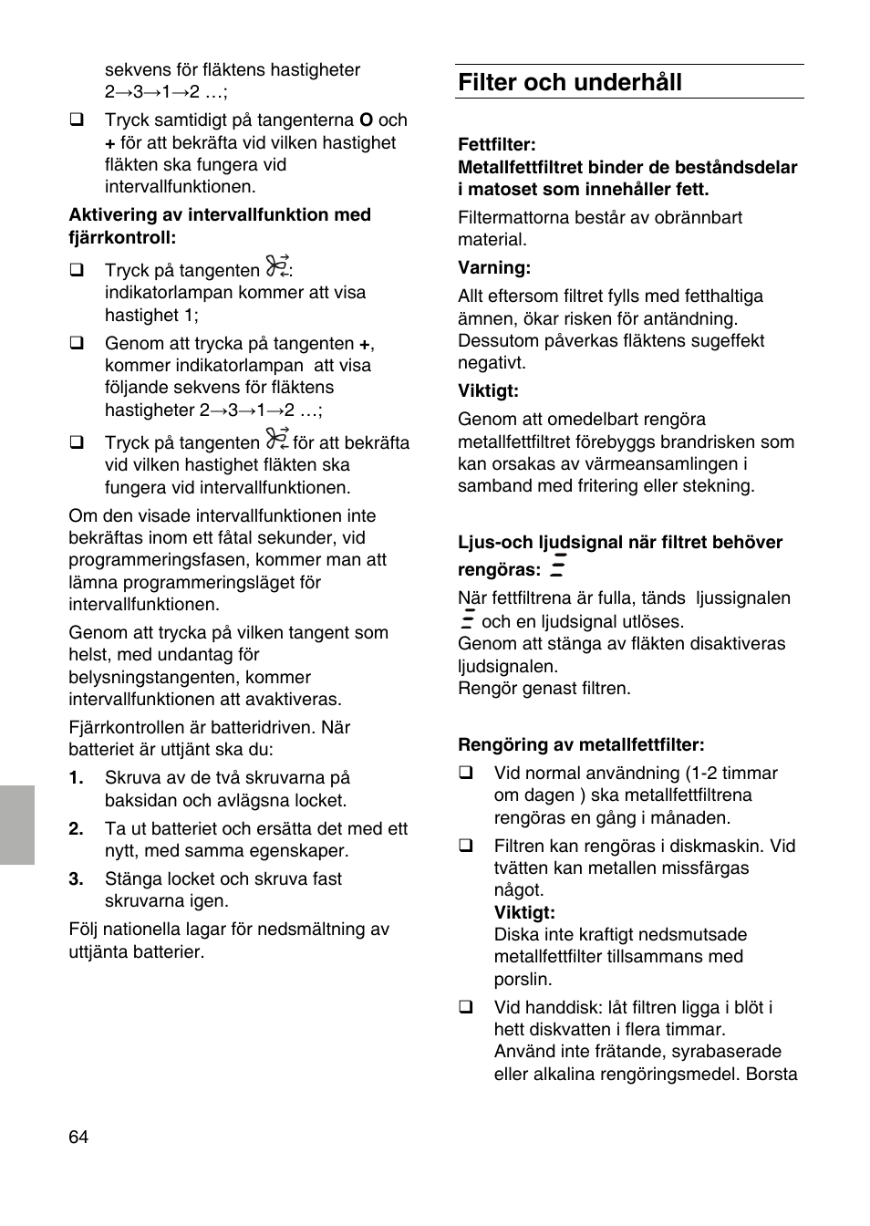 Filter och underhåll | Siemens LF959RA50 User Manual | Page 64 / 100