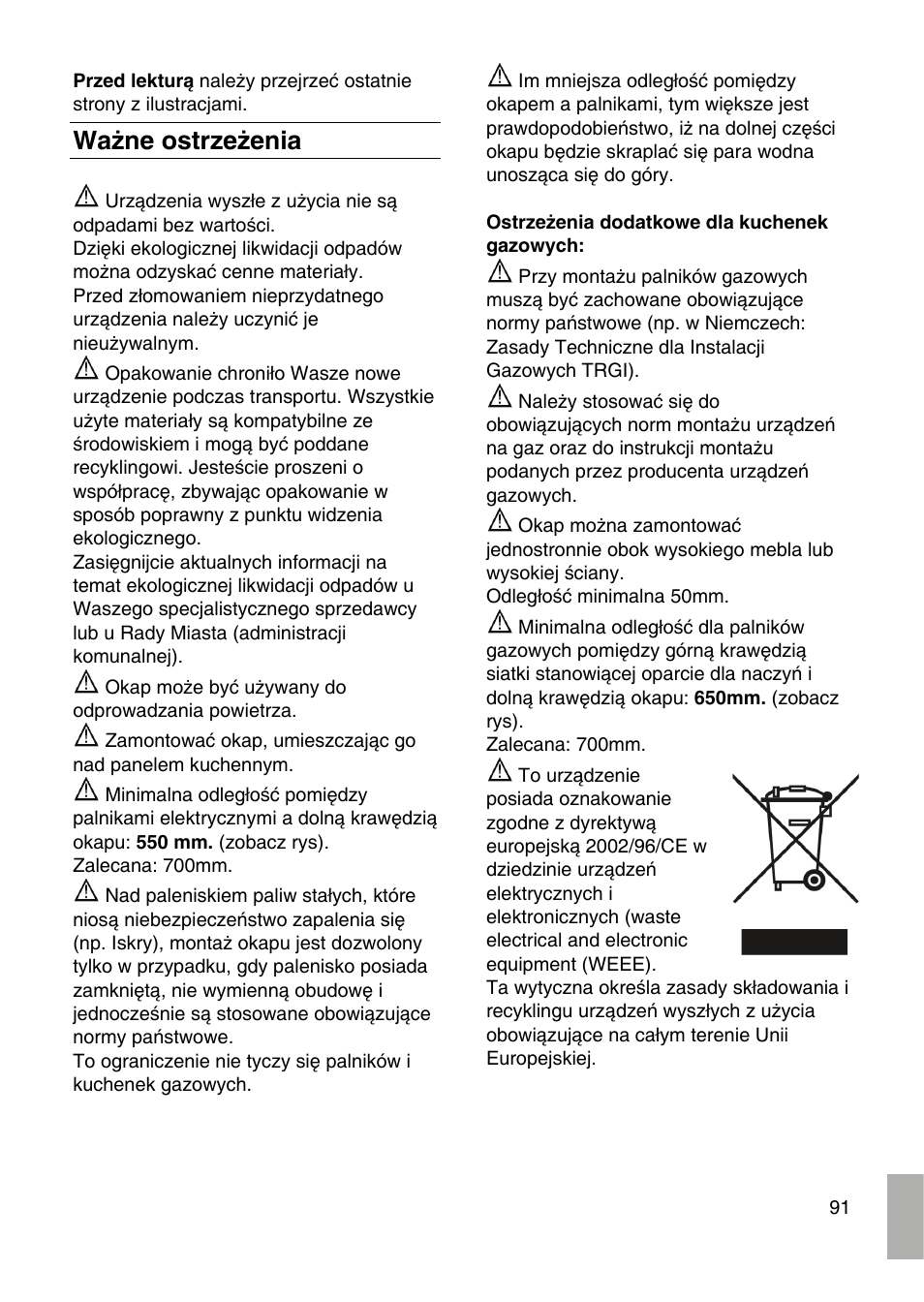 Ważne ostrzeżenia | Siemens LF959RA50 User Manual | Page 91 / 100