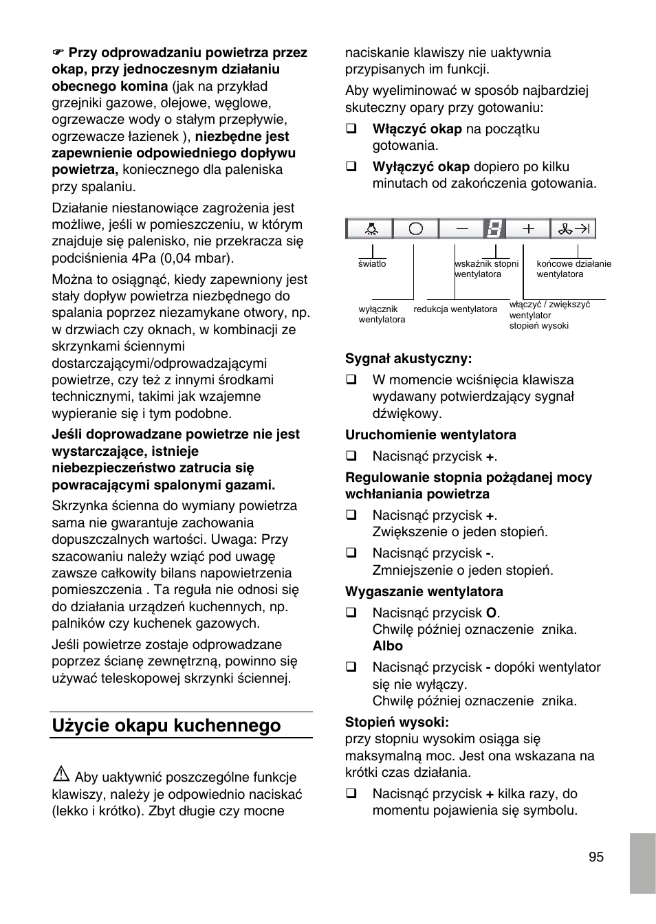 Użycie okapu kuchennego | Siemens LF959RA50 User Manual | Page 95 / 100