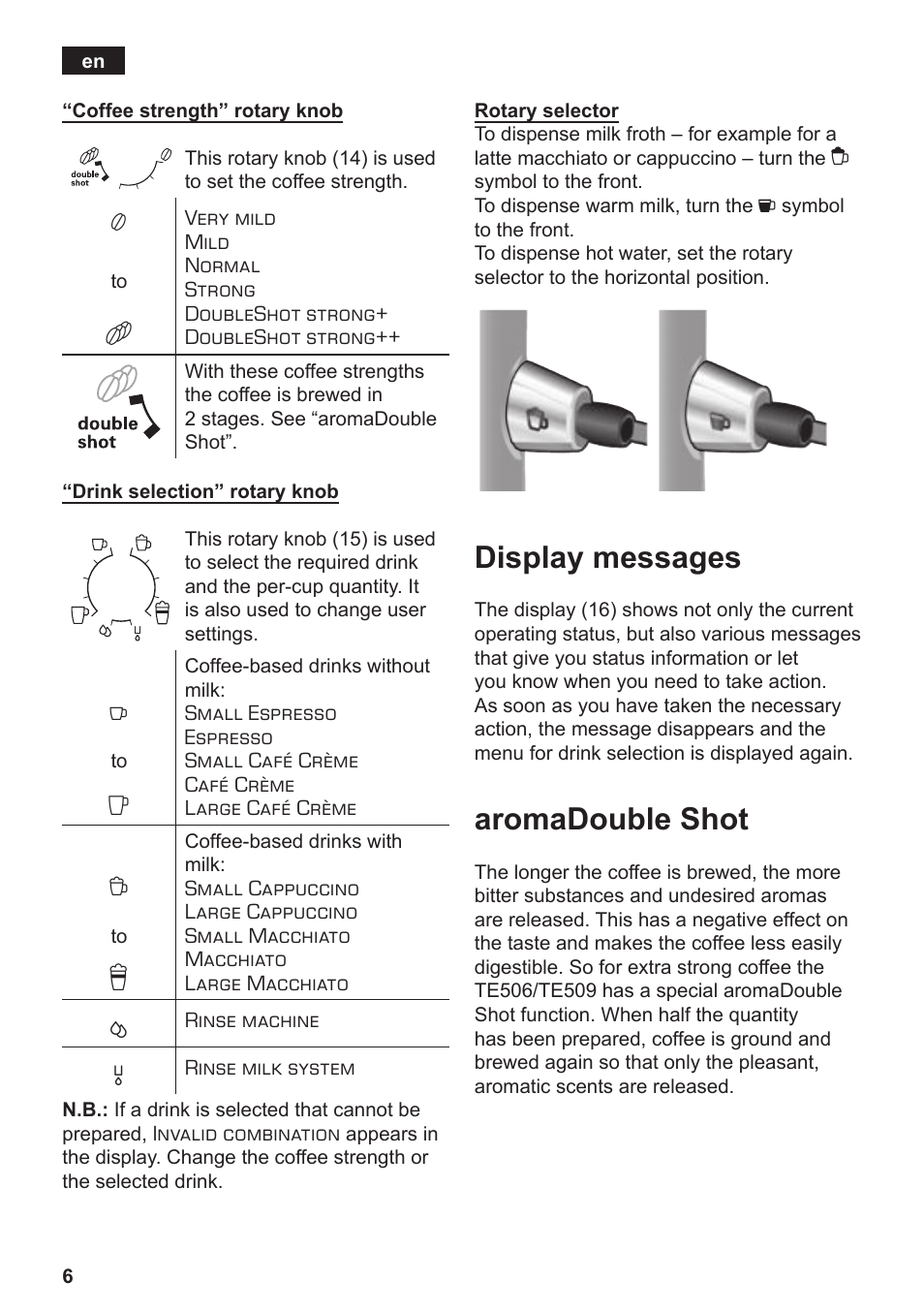 Display messages, Aromadouble shot | Siemens TE506209RW User Manual | Page 10 / 138