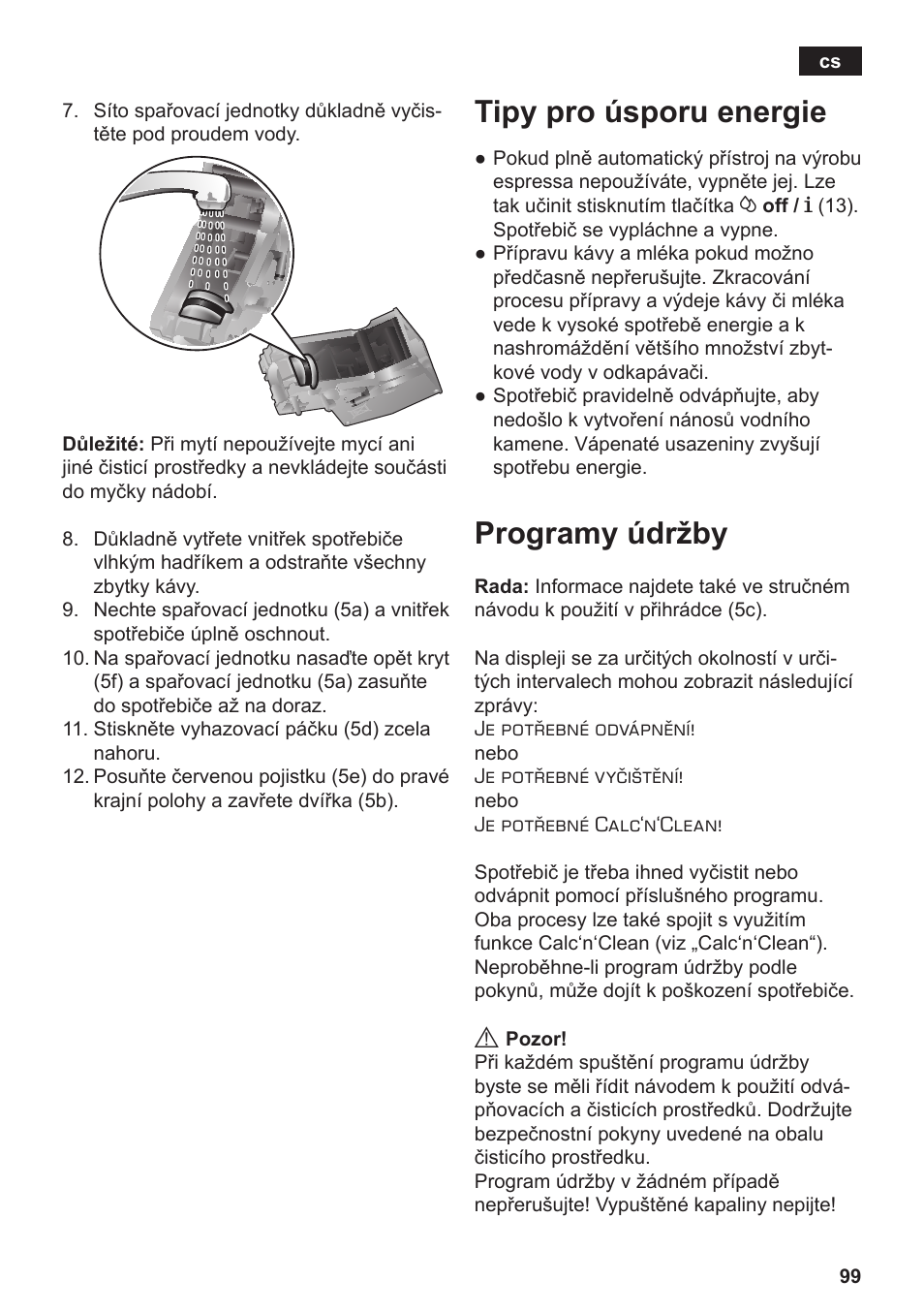 Tipy pro úsporu energie, Programy údržby | Siemens TE506209RW User Manual | Page 103 / 138