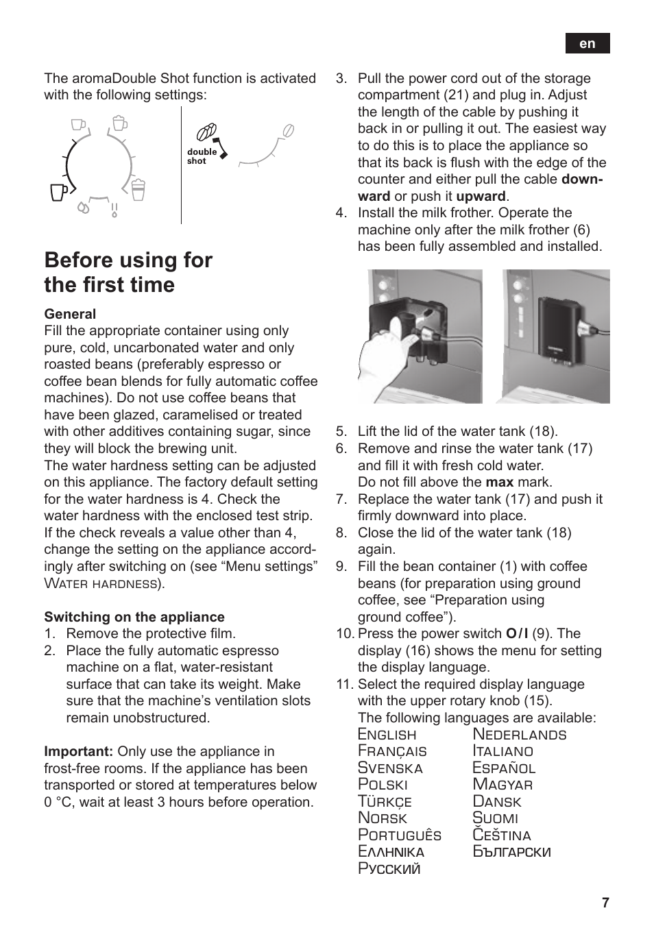 Before using for the first time | Siemens TE506209RW User Manual | Page 11 / 138