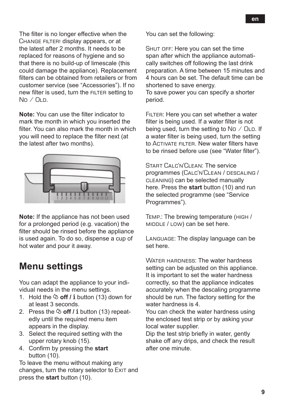 Menu settings | Siemens TE506209RW User Manual | Page 13 / 138