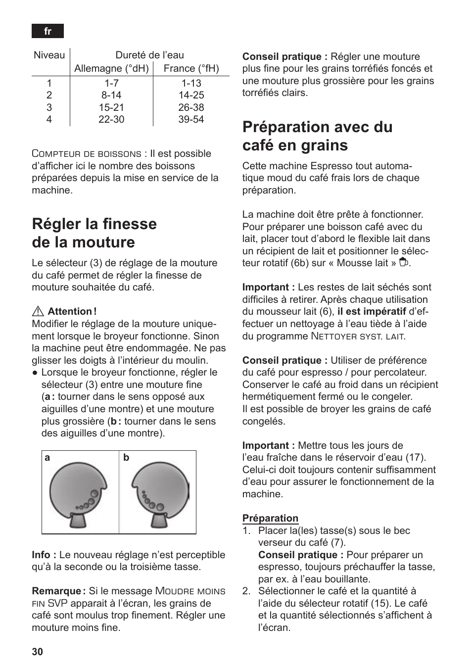 Régler la finesse de la mouture, Préparation avec du café en grains | Siemens TE506209RW User Manual | Page 34 / 138