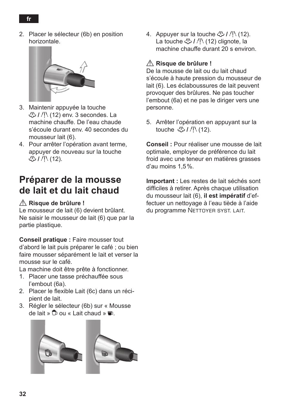 Préparer de la mousse de lait et du lait chaud | Siemens TE506209RW User Manual | Page 36 / 138