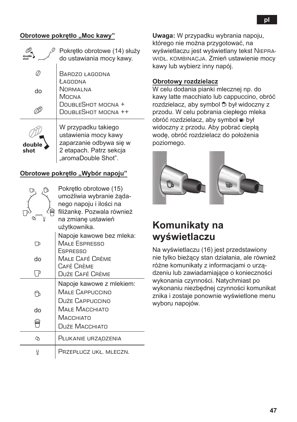 Komunikaty na wyświetlaczu | Siemens TE506209RW User Manual | Page 51 / 138