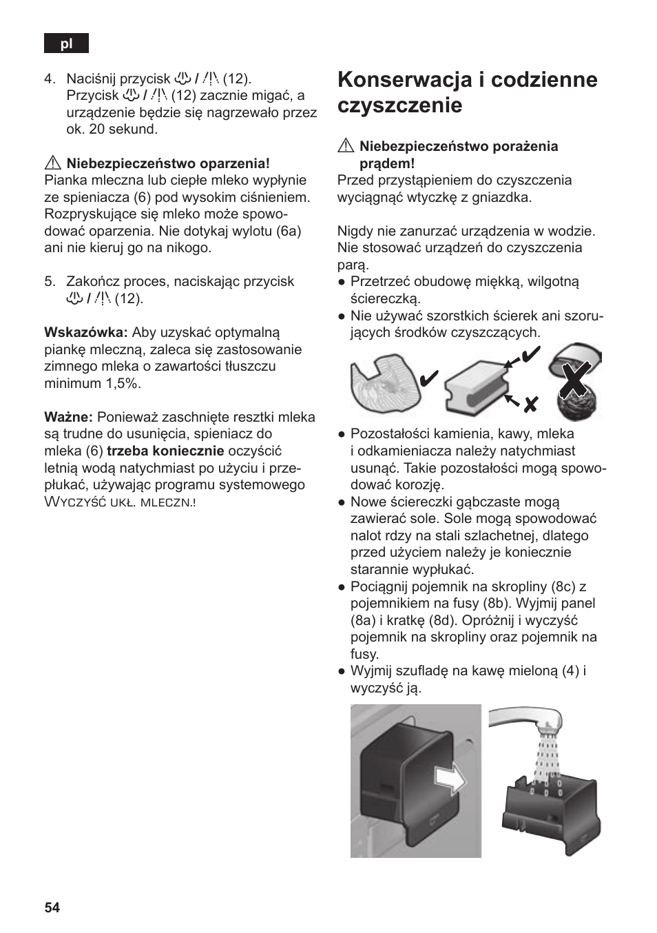 Konserwacja i codzienne czyszczenie | Siemens TE506209RW User Manual | Page 58 / 138