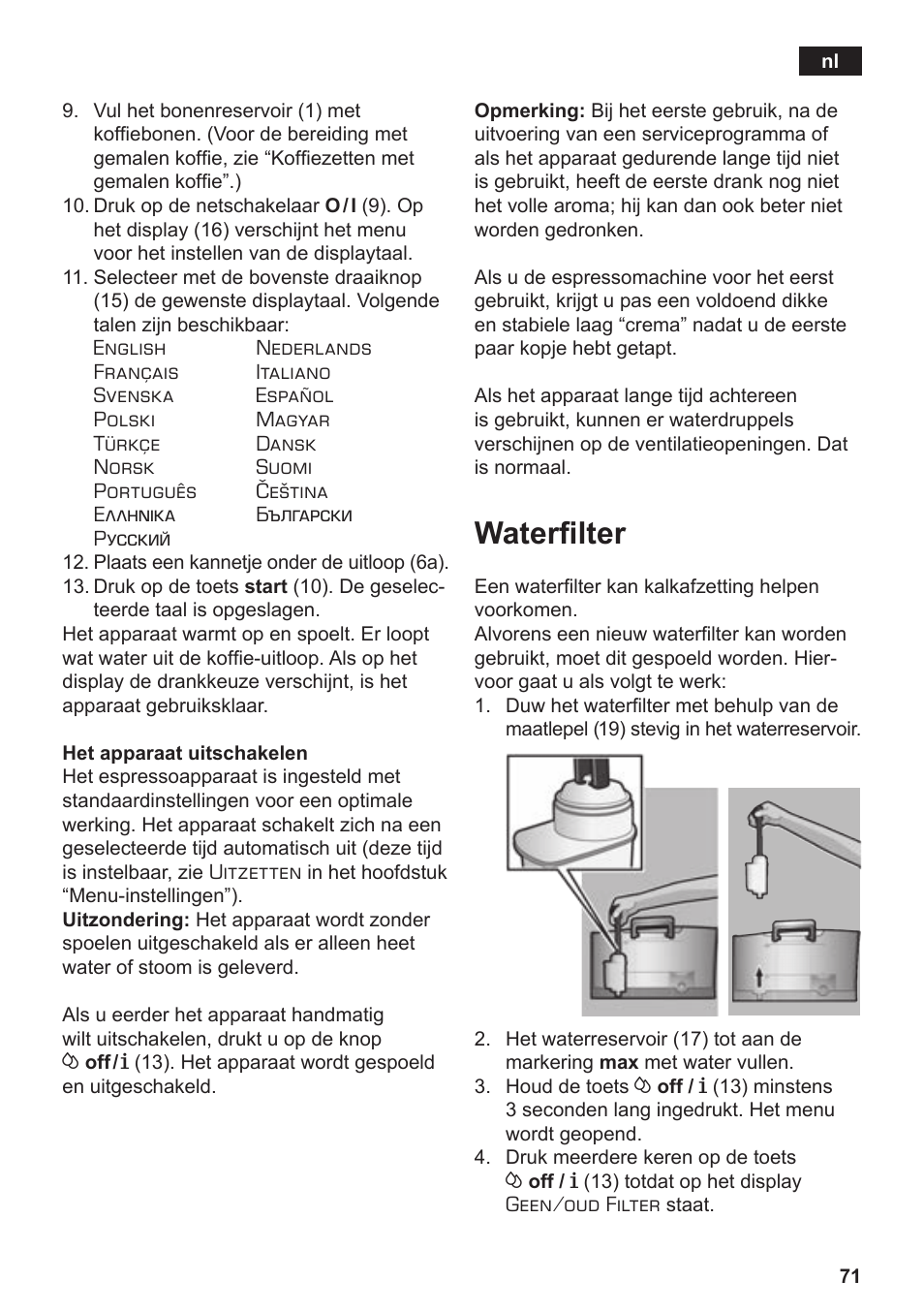 Waterfilter | Siemens TE506209RW User Manual | Page 75 / 138