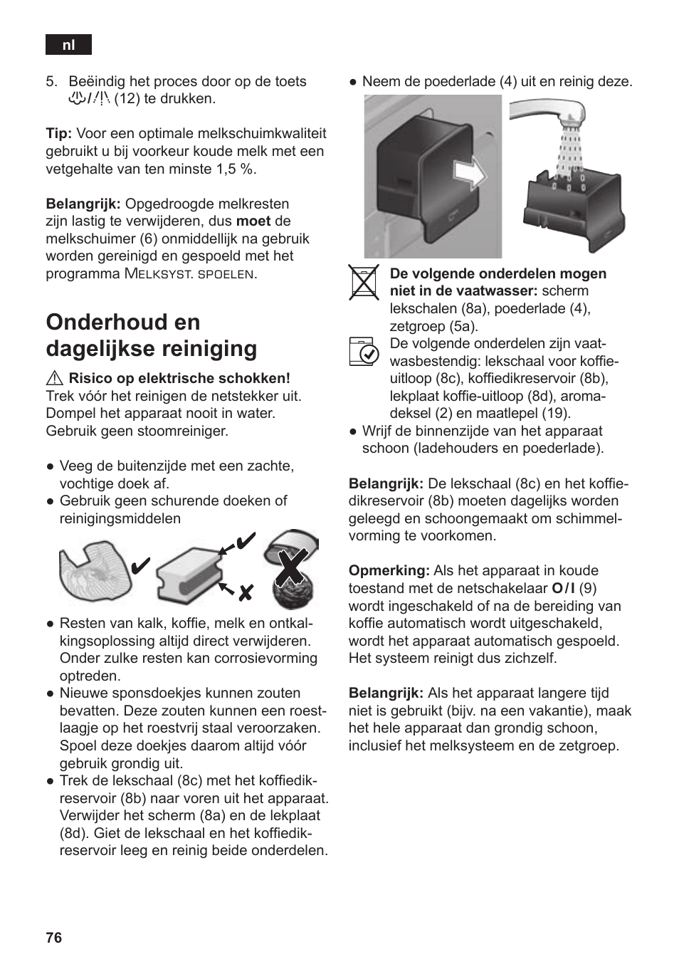 Onderhoud en dagelijkse reiniging | Siemens TE506209RW User Manual | Page 80 / 138