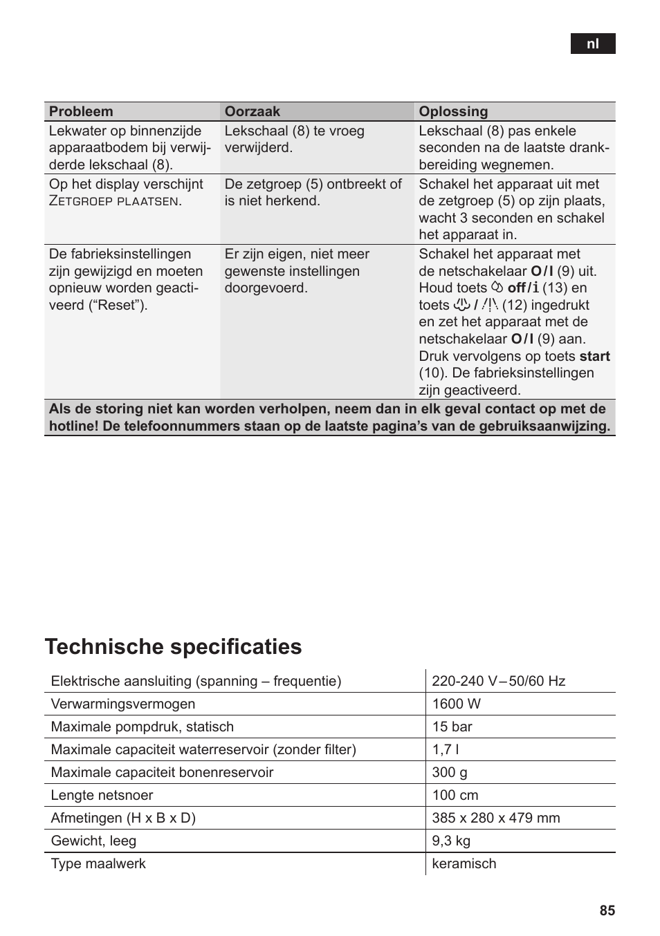 Technische specificaties | Siemens TE506209RW User Manual | Page 89 / 138