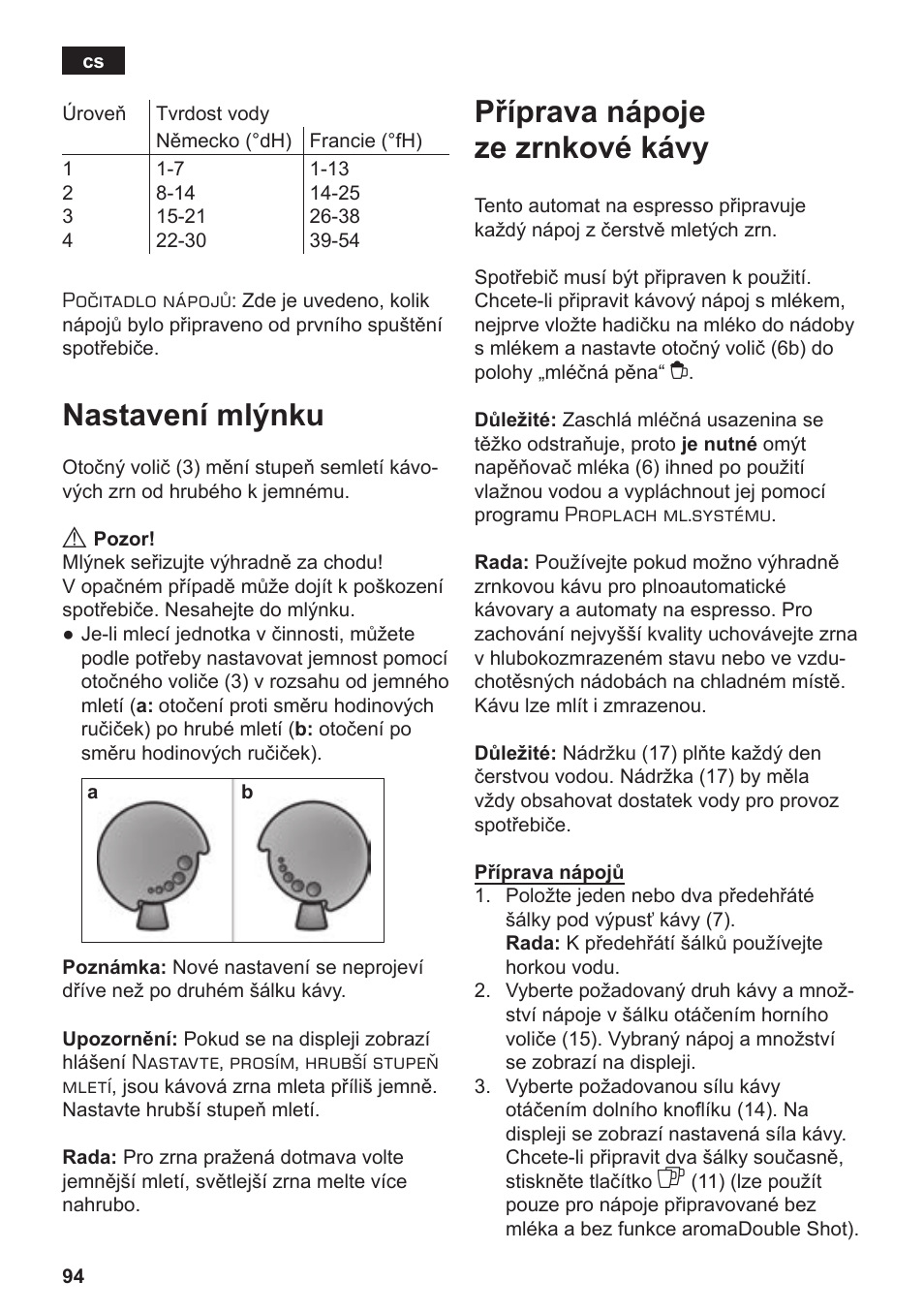 Nastavení mlýnku, Příprava nápoje ze zrnkové kávy | Siemens TE506209RW User Manual | Page 98 / 138