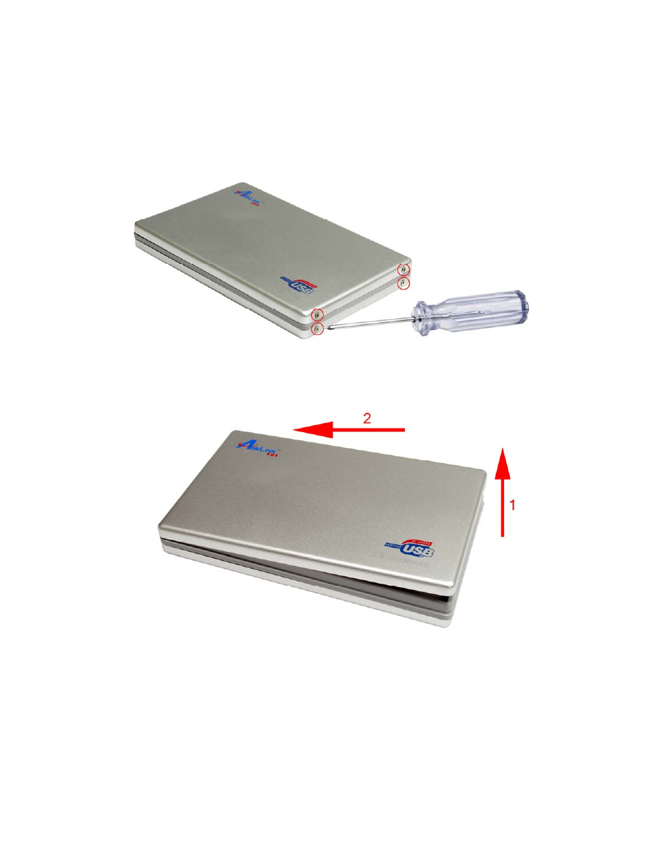Hard drive installation | Airlink101 AEN-U25W User Manual | Page 4 / 17