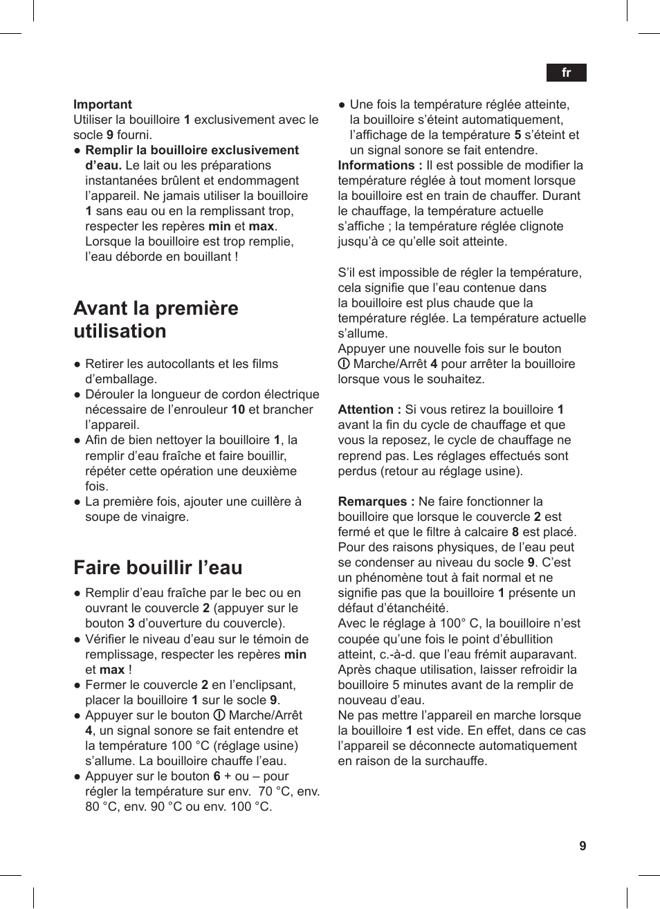 Avant la première utilisation, Faire bouillir l’eau | Siemens TW86104 User Manual | Page 11 / 74