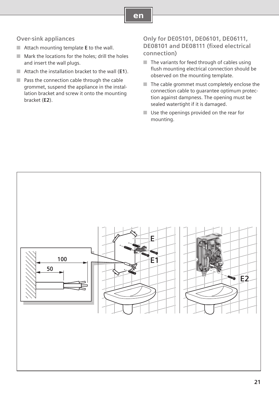 E2 e1 e | Siemens DE08101 User Manual | Page 21 / 80