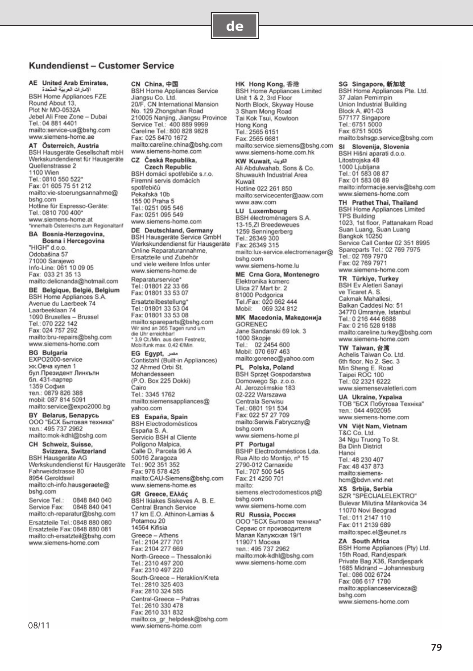 Siemens DE08101 User Manual | Page 79 / 80